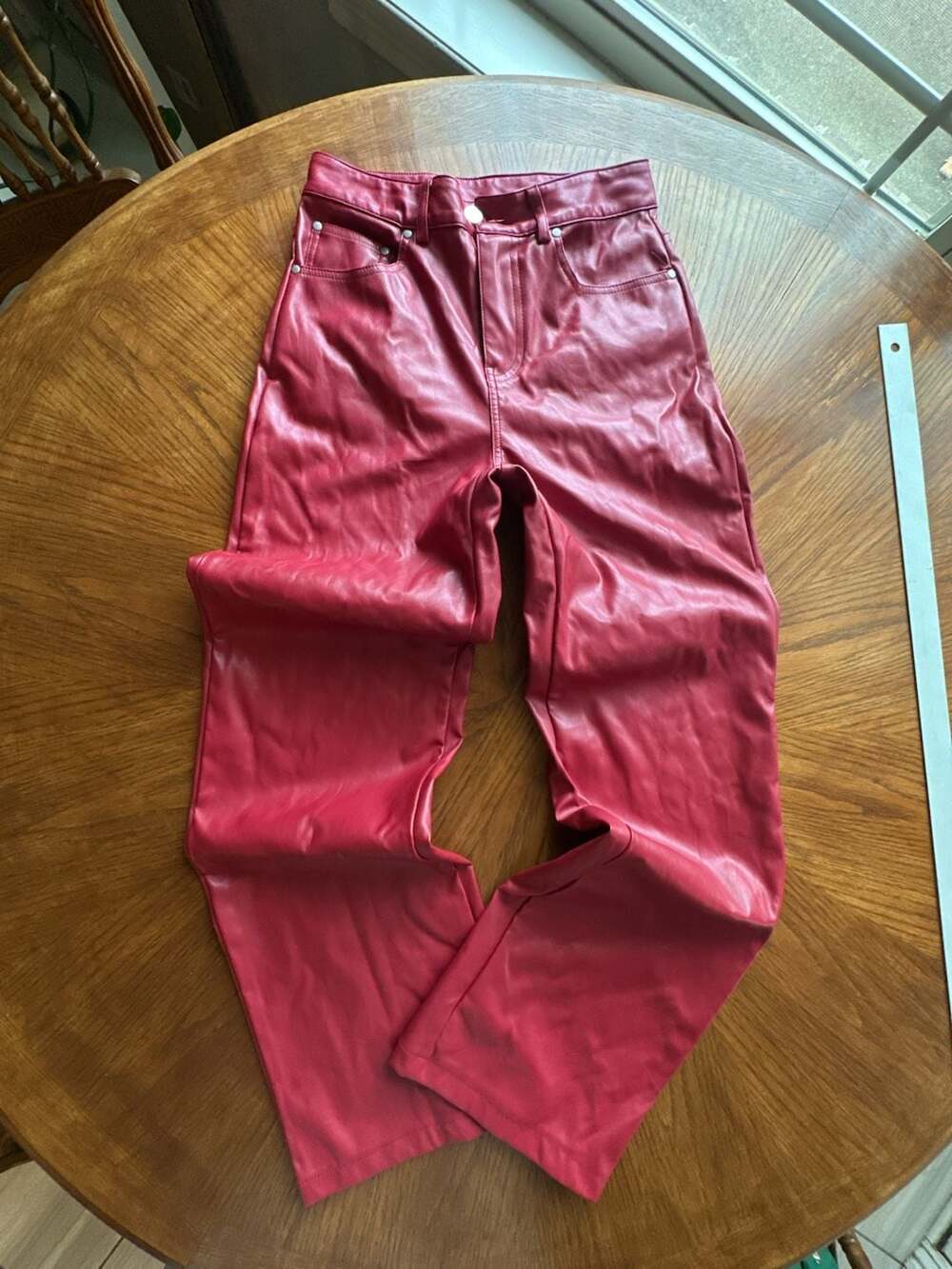 LE LIS Collection Red Faux Leather Pants XS